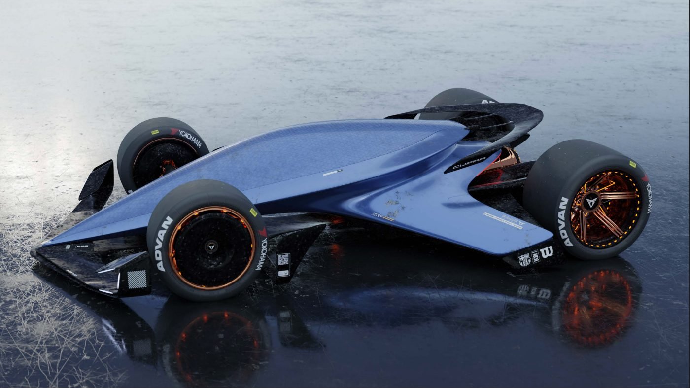 Cupra Barkeno, front three-quarter from above