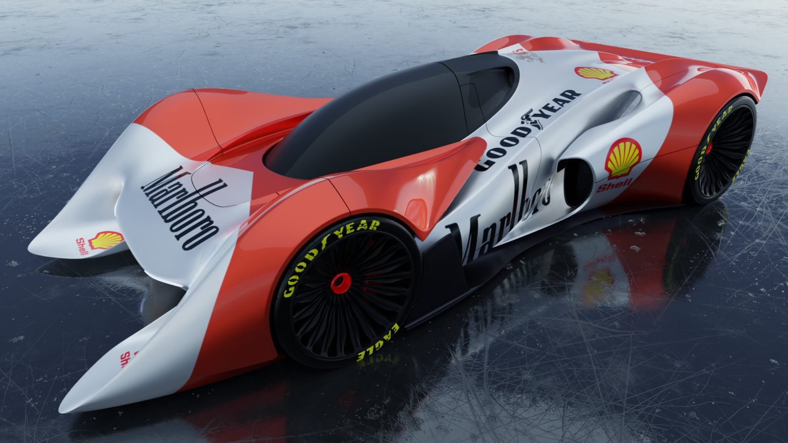 Marlboro livery, overhead on the salt